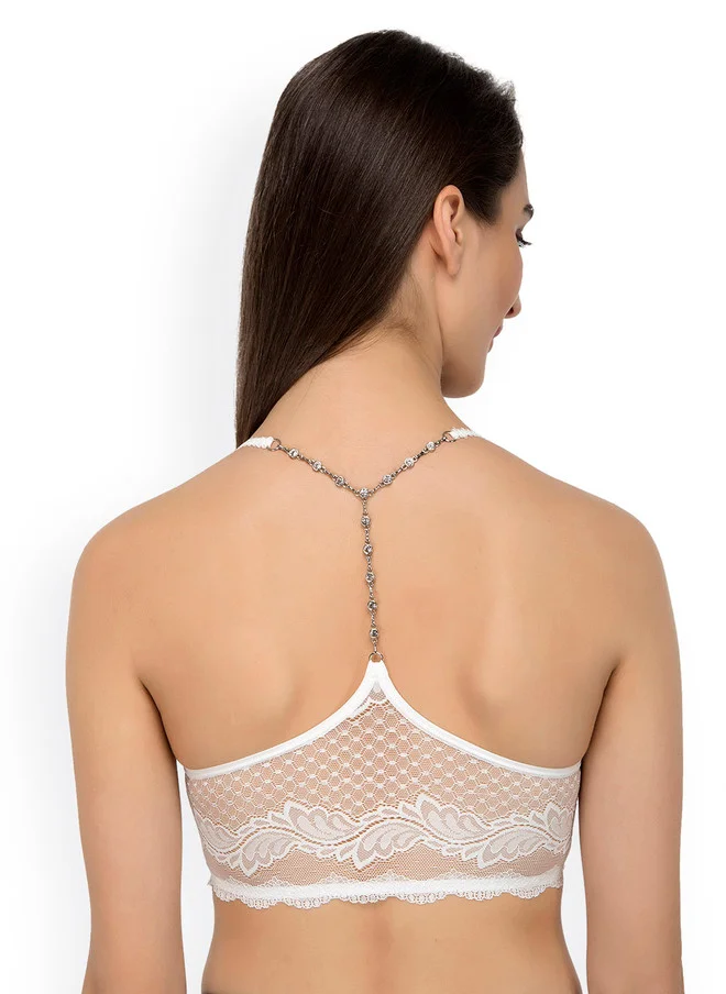ليس اند مي  Laceandme White Lace Non-Wired Lightly Padded Styled Back Bralette Bra 4368